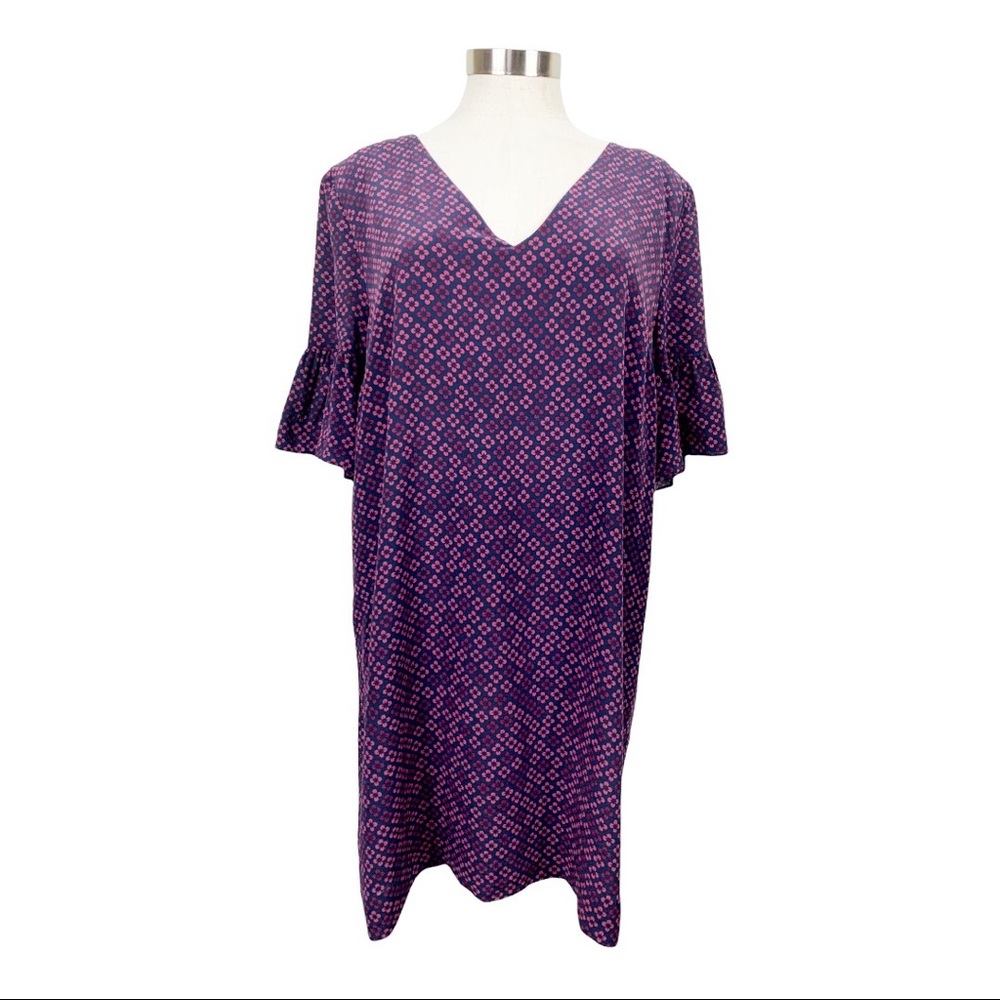 Madewell Navy Floral Silk Shift Dress Size 14